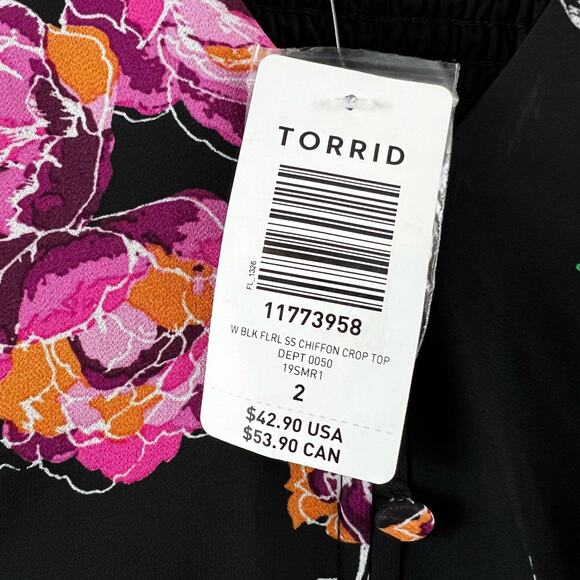 Torrid NWT Floral Chiffon Crop Blouse Size 2X - Picture 8 of 10